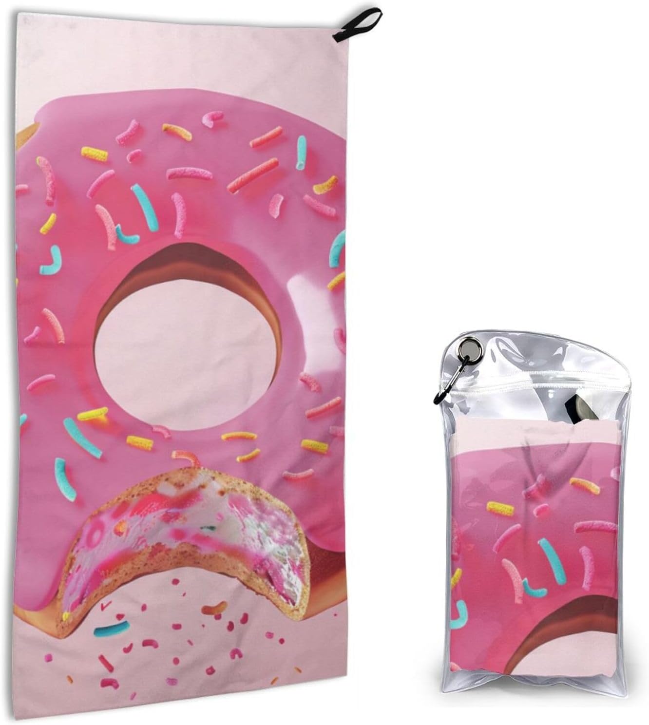 Cute Dachshound Dogs Printed Microfiber Quick Dry Towel 16x31.5 in, Lightweight & Compact with PVC Pouch & Carabiner - for Beach, Camping, Gym, Travel & Home Use