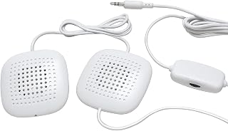 Sound Oasis Pillow Speakers, 2 UltraThin Stereo Speakers, Volume Control, Surround Sound for Music, Sleep, Tinnitus Masking, Connect to External Sound Source with 1/8" 3.5mm Headphone Jack Plug, White