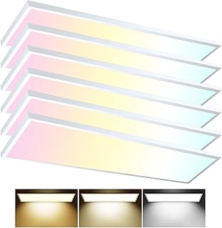 AIKVSXER Paquete de 6 luces LED de techo LED de montaje en superficie, 5500LM 50W TRIAC 10-100% regulable, 3000/4000/5000K AC120V luces de cocina montaje empotrado para garaje, sótano, lavandería