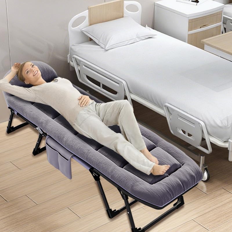 Łóżko polowe składane z materacem – łóżko kempingowe i łóżko dla gości, łóżko turystyczne dla dorosłych, składane łóżko kempingowe – do 130 kg, przenośny leżak kempingowy, do użytku na zewnątrz, do