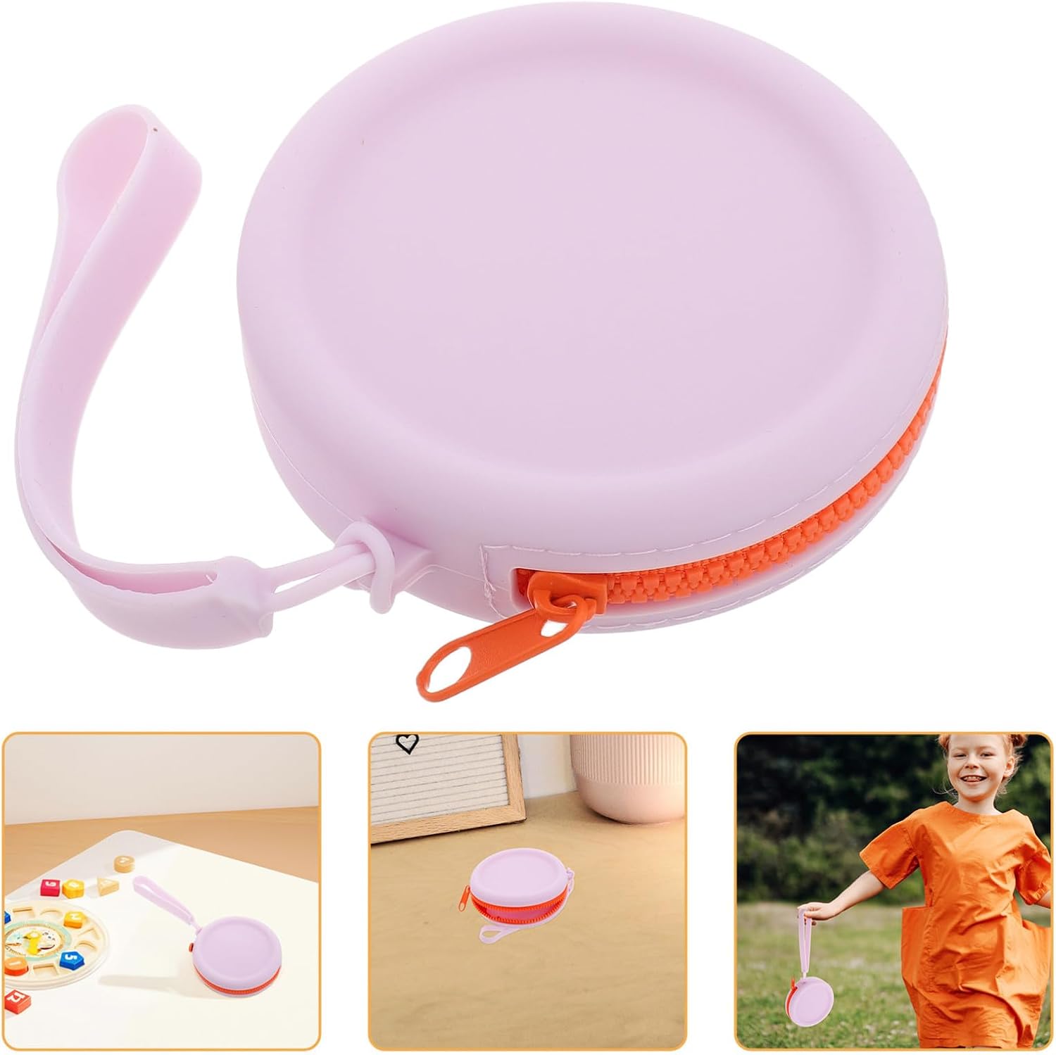 Mini Silicone Coin Purse and Earphone Storage Pouch for Travel and Everyday Use, round Portable Dustproof Zipper Wallet and Adults
