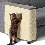 Navaris Tapis griffoir Chat - Protection côté Droit canapé Meuble Sol Mur - Tapis en sisal et Lin 50 x 70 cm adapté pour Chaton Chien