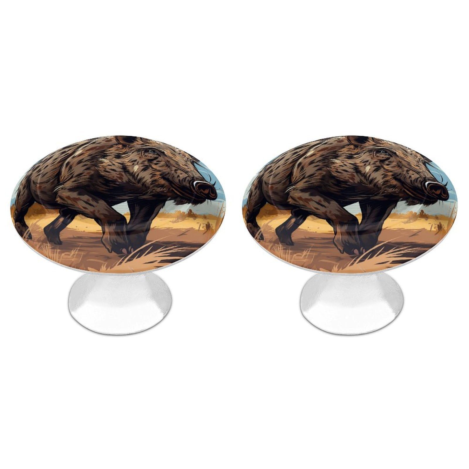 NTVOWPZO Cabinet Handles Round Drawer Pulls Cartoon Wild Boar Dresser Knobs for Cabinets and Drawers Handle for Bathroom Cupboard Drawers Cabinet Pulls for Kitchen Door