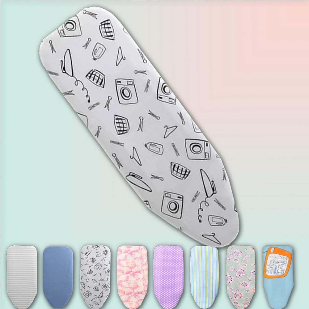 Mnuvxzaewf White Pattern 13X36 Inch Pad, Cotton Ironing Board Replacement Cover, Adjustable Iron Covers Durable Scorch And Staining(White Pattern)