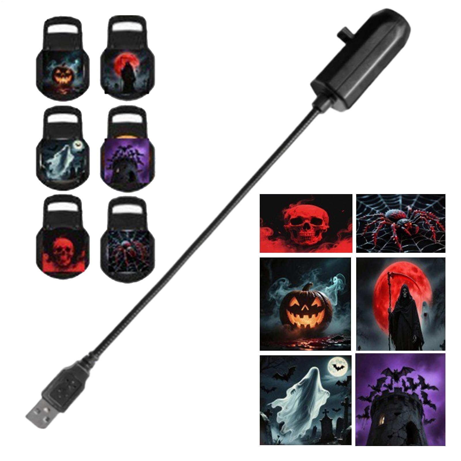 Yiohejy Halloween Rotatable Projector, Halloween Skull Night Light Projector, 360 Degree Rotating LED Ghost Lamp, for Theater Ceiling Room Night Illumination Wall Decor
