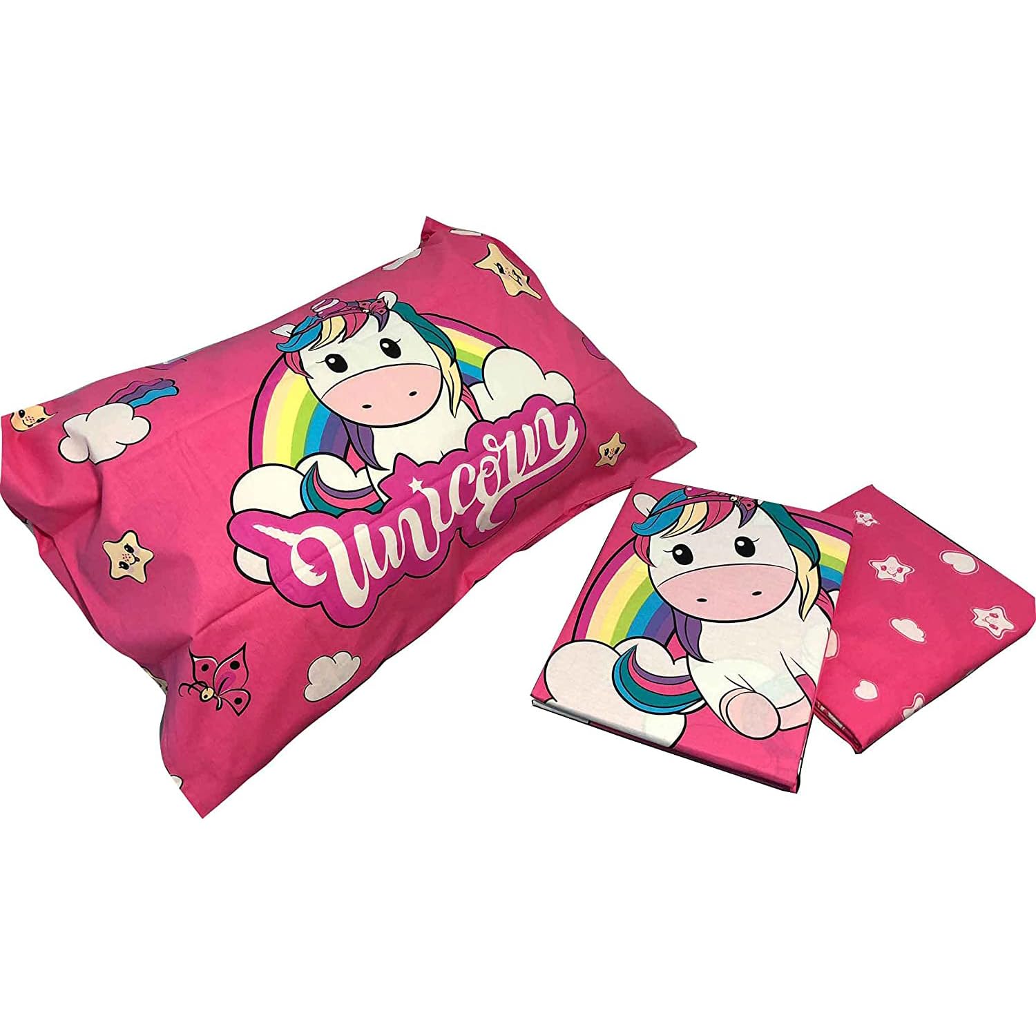 Unicorno, Lenzuolo Letto Singolo Bambina, Completo Letto, Rosa, Lenzuolo Sopra, Lenzuolo Con Angoli, Federa, 100 Percento Cotone, Lenzuola Cameretta