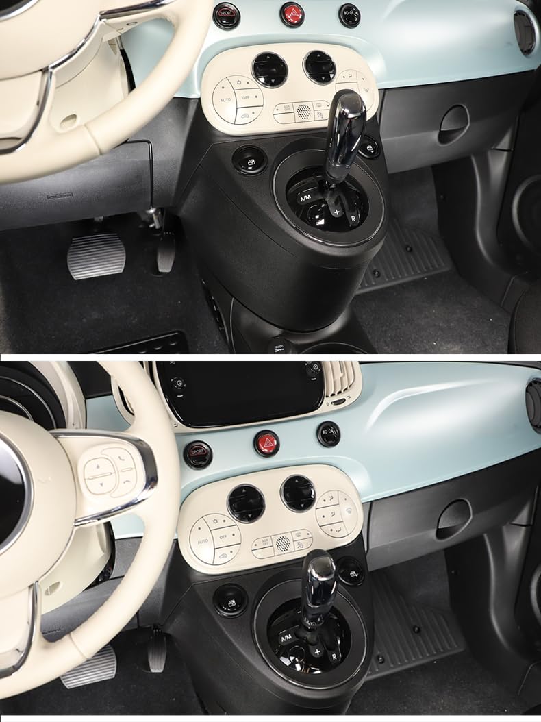 PIUGILH Cerchio decorativo per console centrale Adatto per FIAT 500 2010-2022, Cerchio decorativo per pulsante di avviso di sollevamento del vetro della console centrale Adatto per FIAT 500 Abbas 595