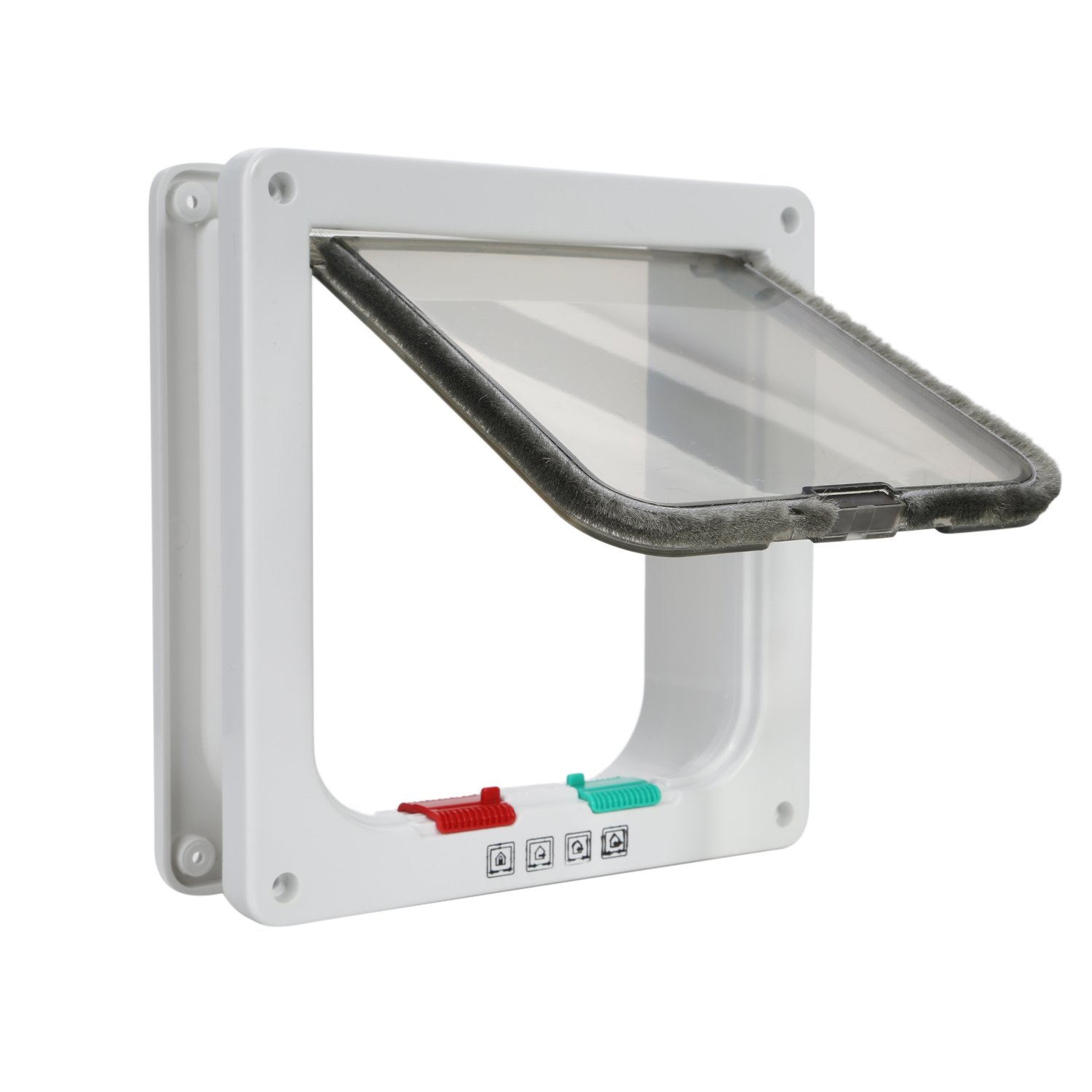 TKOOFN - Puerta basculante para gatos y perros, entrada y salida controlable, fabricada en material plástico ABS