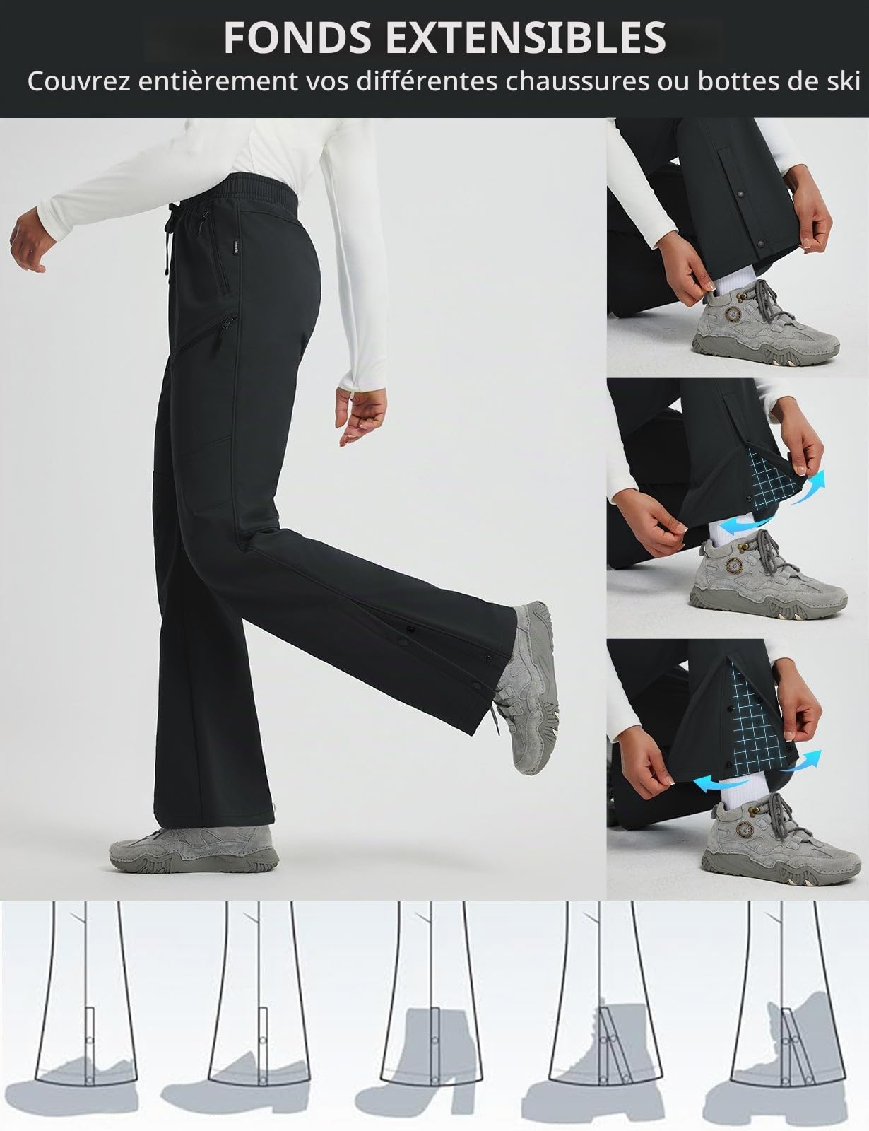 baleaf Pantalon de randonnée thermique pour femme - Pantalon softshell - Imperméable - Coupe-vent - Pantalon d'extérieur - Pantalon de ski - Pantalon de ski d'hiver
