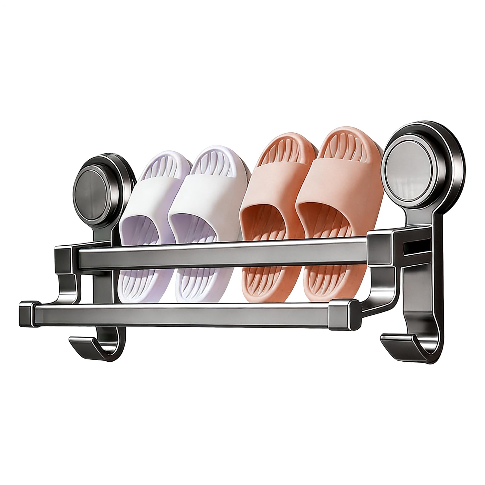 Barra De Toallas De Soporte de Doble Barra | Portatoallas Sin Perforación Para en Apartamento, Baño, Ducha, , Espejo, Azulejo, Pared, Puerta y Mármol Lisa