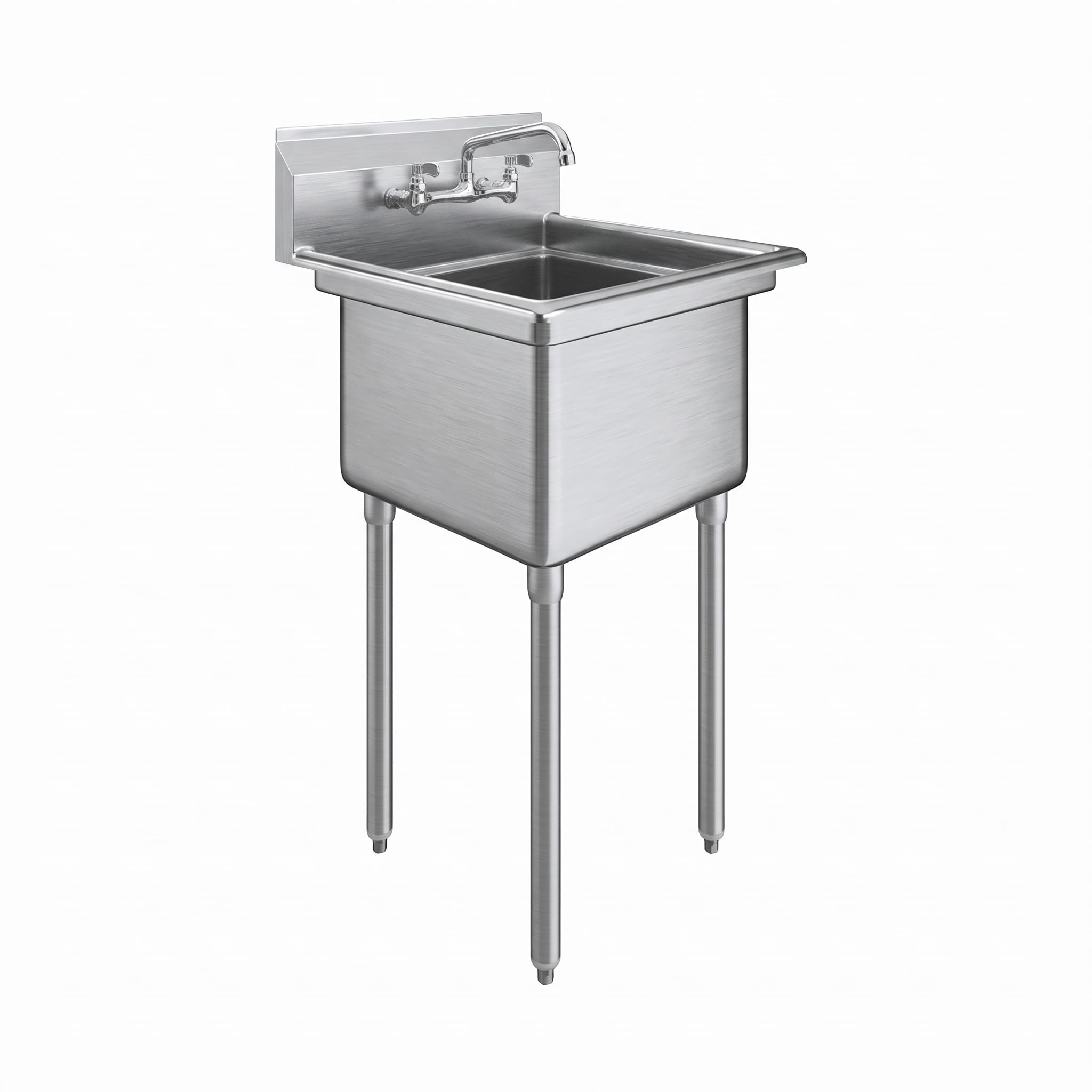 AmGood 1 Compartment Commercial Sink - 23 x 23 in. Overall - 18 x 18 x 12 in. Bowl - NSF 18-Gauge 304 Stainless Steel Restaurant Prep &amp; Utility Sink (Faucet Included)