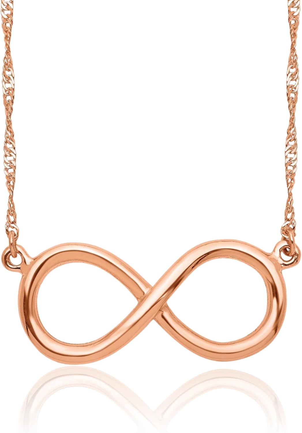 IceCarats 14K Solid Rose Gold Small Infinity Pendant Necklace 16.5mm 5/8 inch Polished For Her