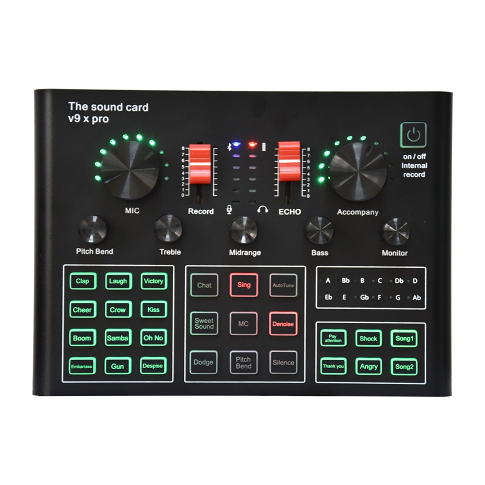 Kit de carte son professionnel à condensateur, micro, Bluetooth, sans fil, karaoké, carte son avec support en porte-à-faux, lumière de remplissage, configuration de studio pour l'enregistrement d