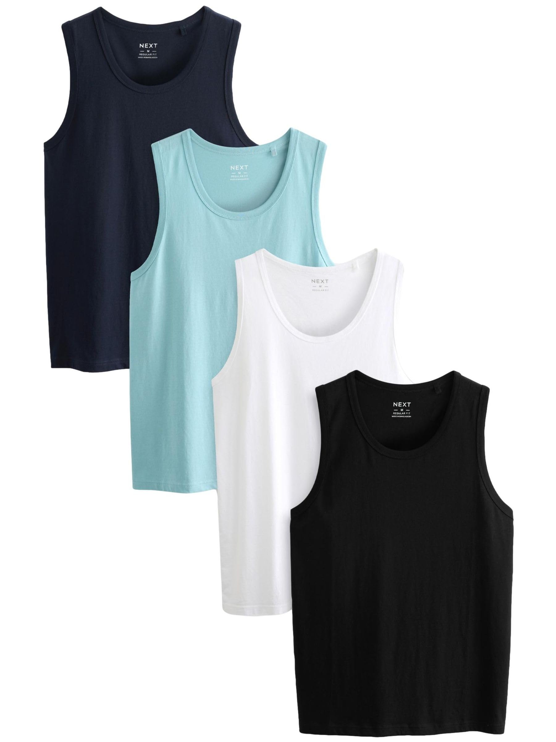 NEXT Hombres Pack de 4 camisetas sin mangas de algodón