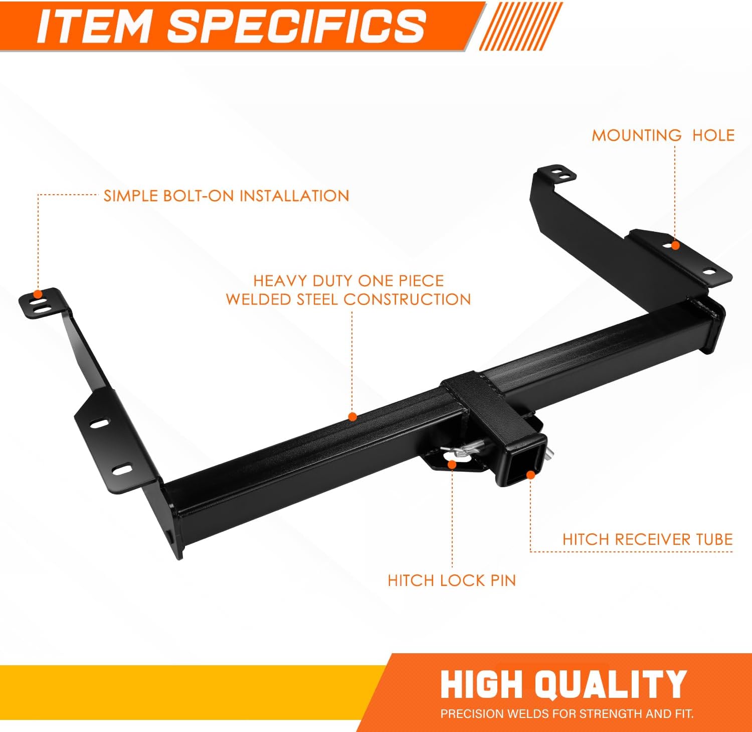 PM PERFORMOTOR Rear Class 3 Trailer Hitch 2" Receiver Compatible with 96-24 Chevy Express 1500 2500 3500 4500 GMC Savana 1500 2500 3500 4500, Black