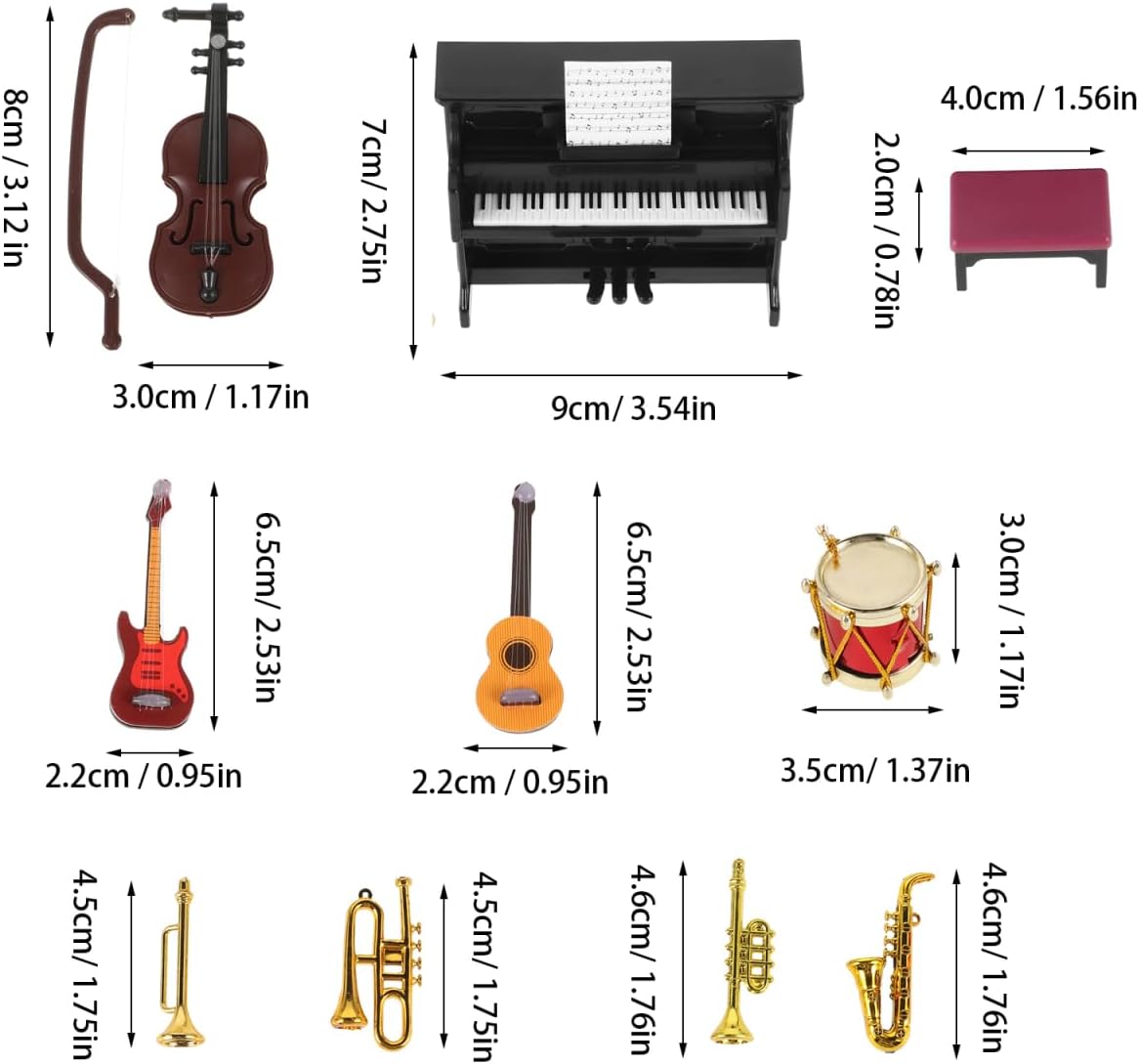 DOITOOL Miniature Musical Instruments, Dollhouse Piano and Violin Set image 4