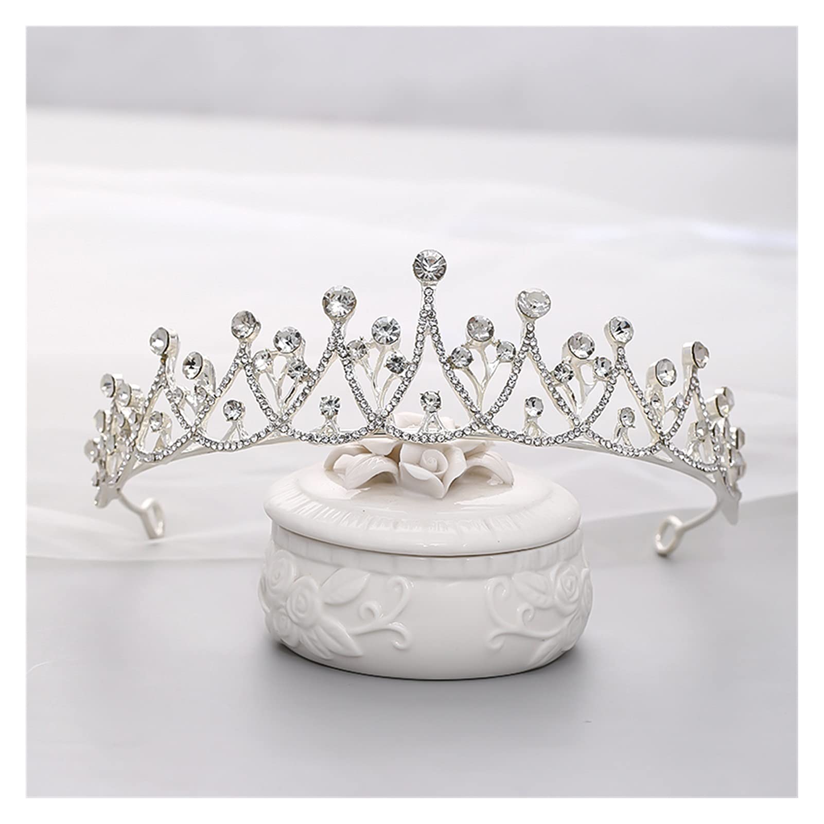 LNNSHX Strass Kristall Tiara Diadem Königin Kronprinzessin Tiaras Braut Haarschmuck Party Hochzeit Haarschmuck Frauen Kopfschmuck Tiara (Metallfarbe: Black Gun Plate)