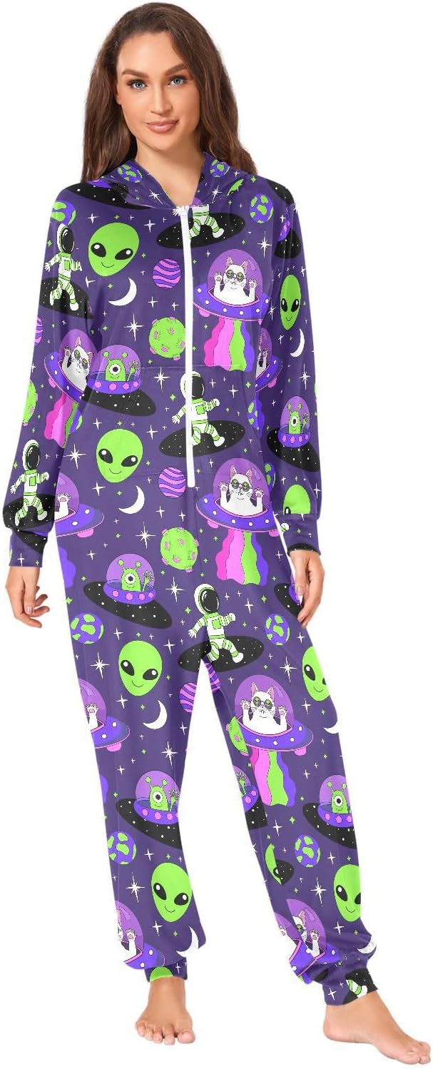 Onesies Adult Pajamas for Women Men Jumpsuit Pajamas Hoodie Couples Homewear with Pockets