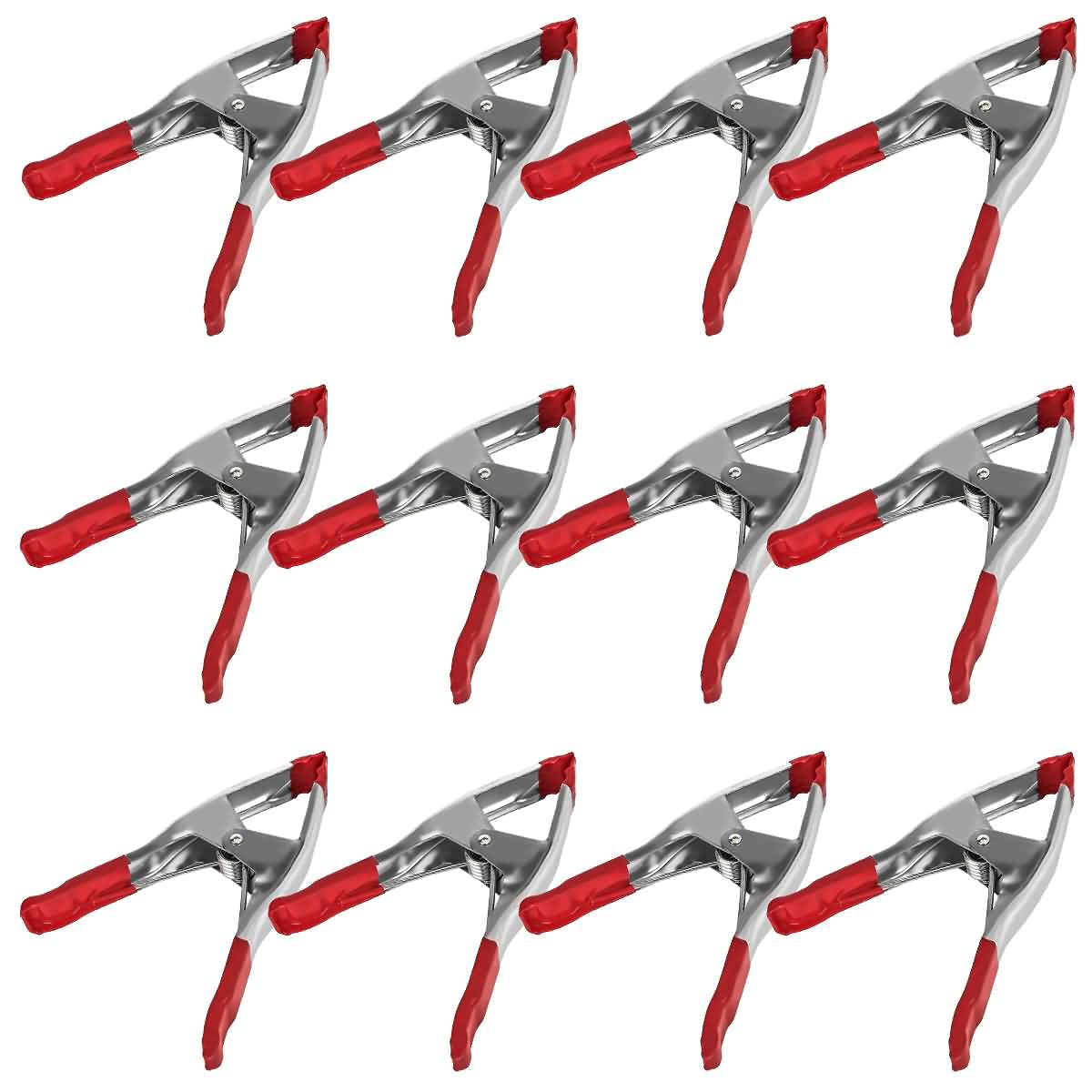 Set of 12-9-Inch Metal Spring Clamp with Red Tip