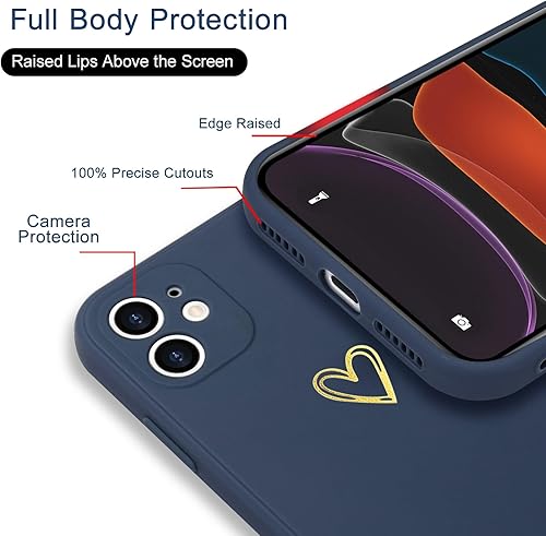 Miniatura 10 de Funda para iPhone 11, bonita funda delgada a prueba de golpes con soporte de carga inalámbrica y protección, azul y gris