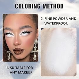 evpct Matte White Eyeshadow Singles, White Matte Cream Powder Eye Shadow Palette Makeup for Older Women, High Pigment Waterproof Monochrome Mini Eyeshadow Palette, sombra de ojos