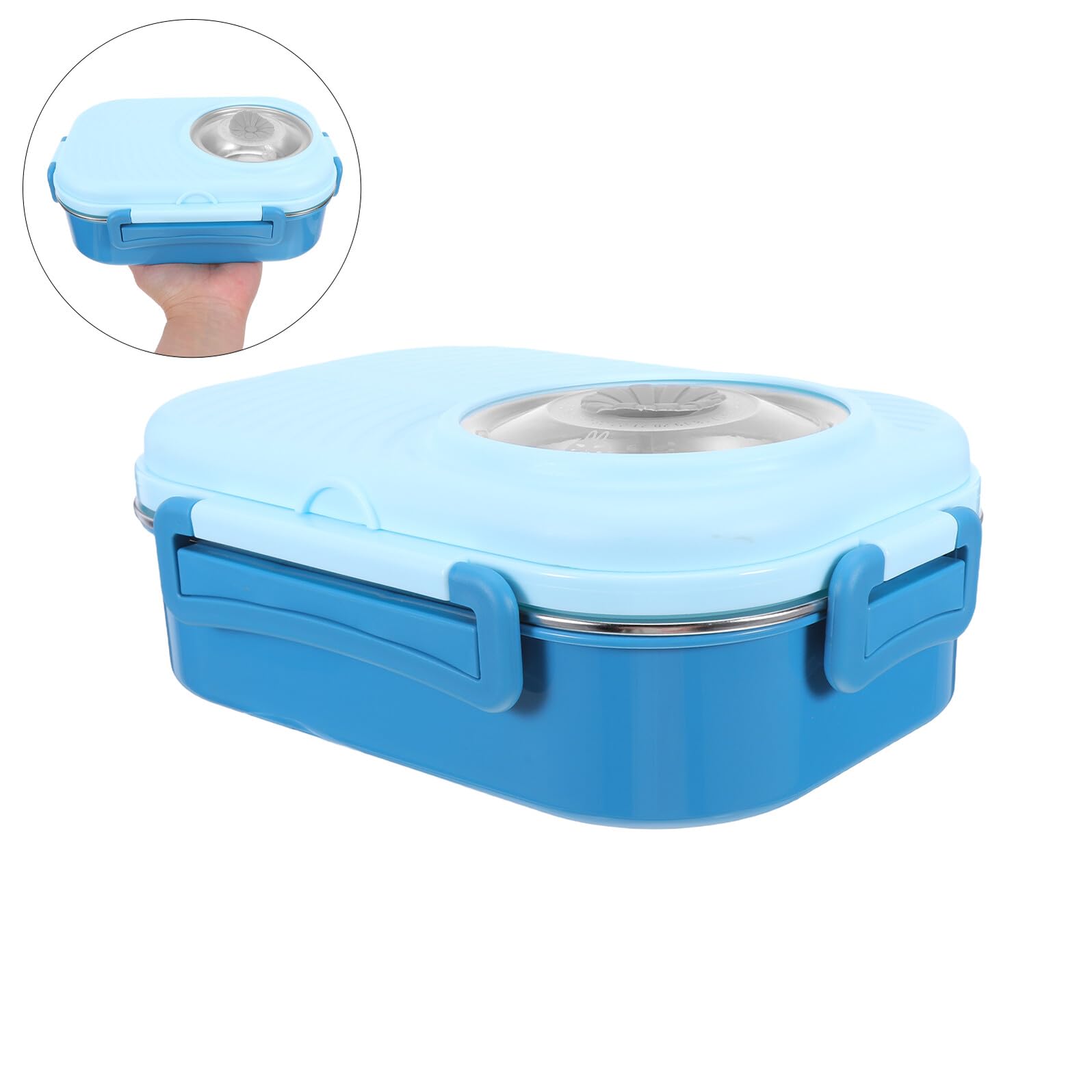 LIFKOME Boîte à Lunch Compartimentée en Acier Inoxydable 3 Cases Bleue
