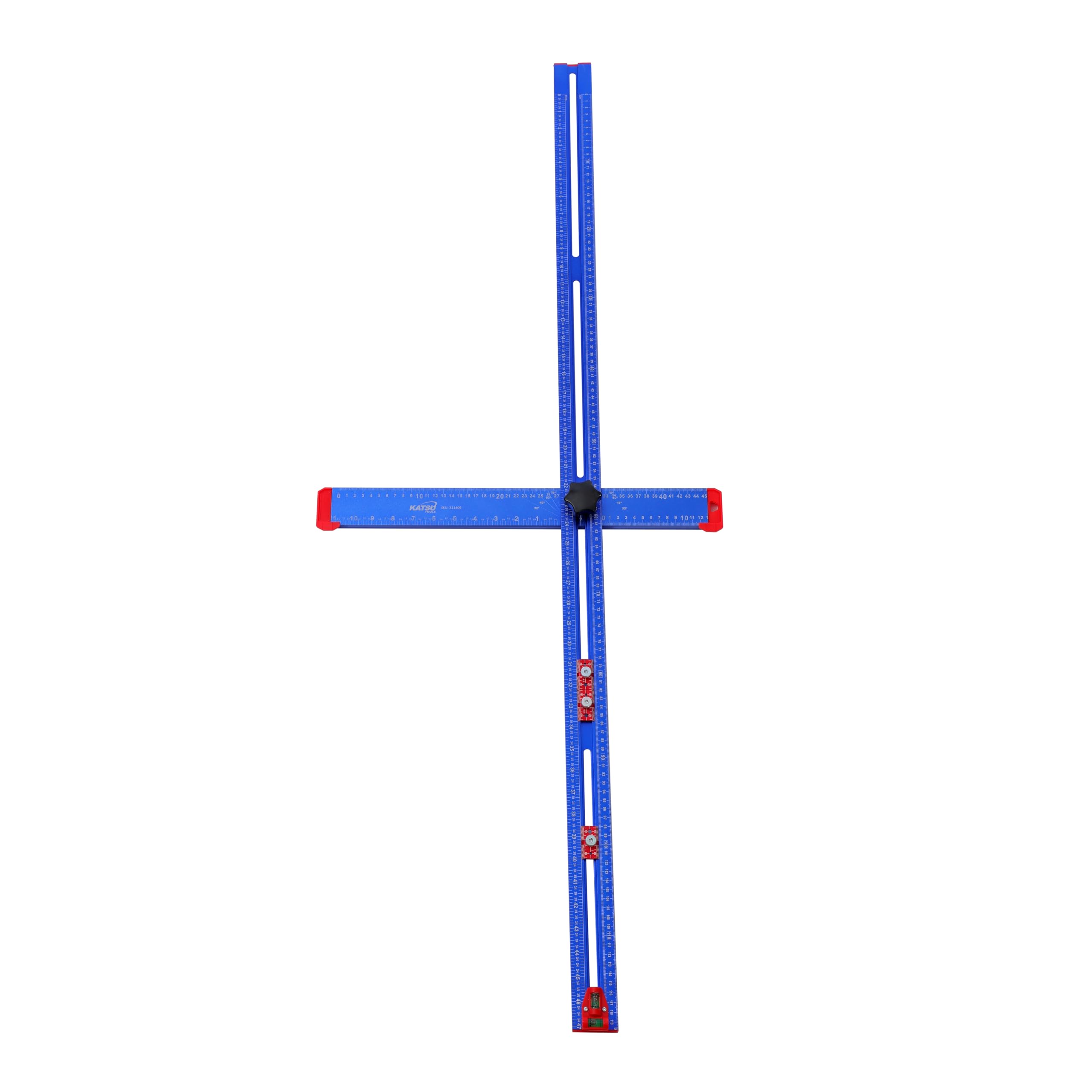KATSU Tools Righello di posizionamento 4 in 1 da 1200 mm, in lega di alluminio, maschera per hardware per armadietto, lavorazione del legno, modello 311409