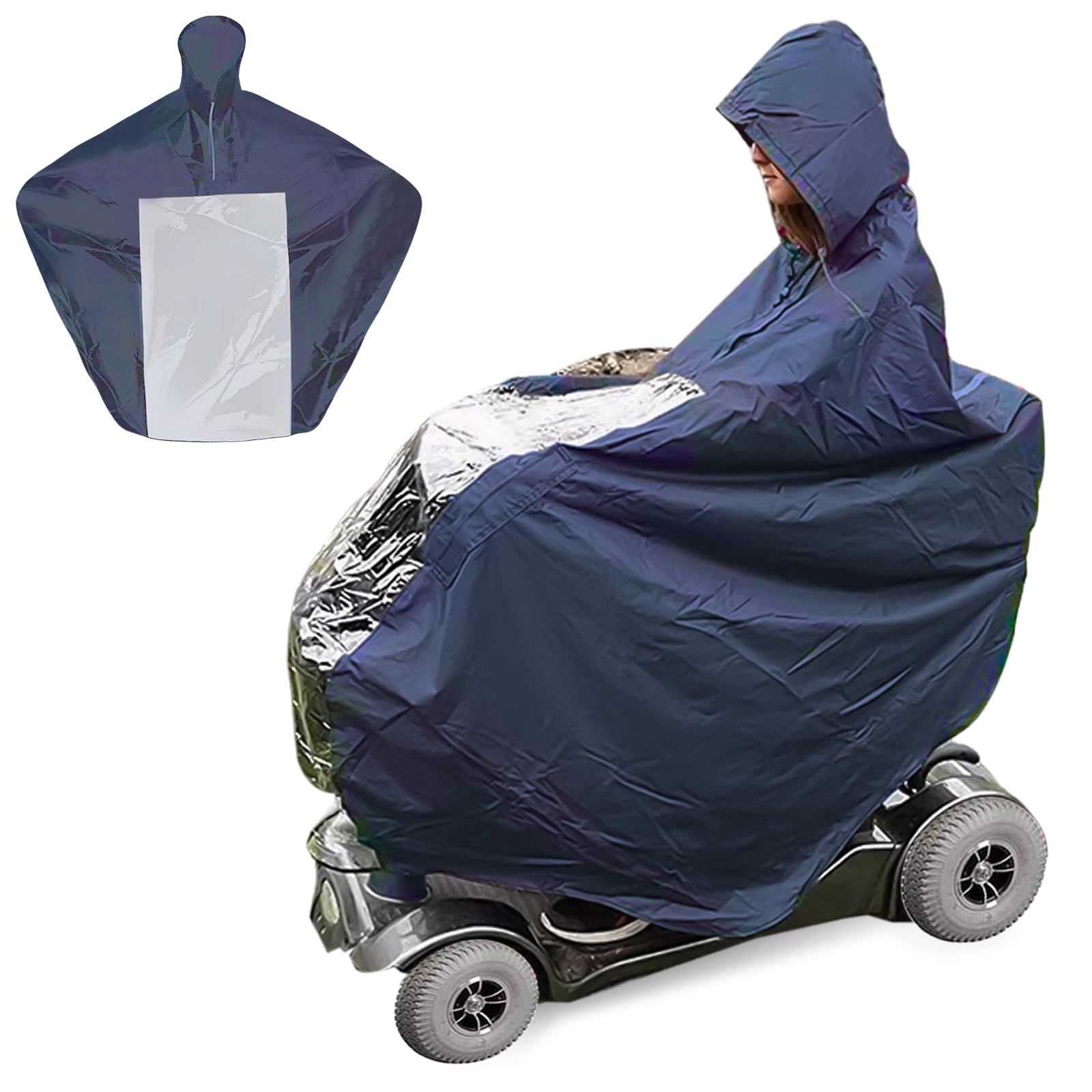 Poncho de pluie pour véhicules électriques : 165 x 110 x 175 cm Mobility Scooter Protection contre la pluie pour fauteuils roulants, scooter électrique, poncho de pluie universel imperméable