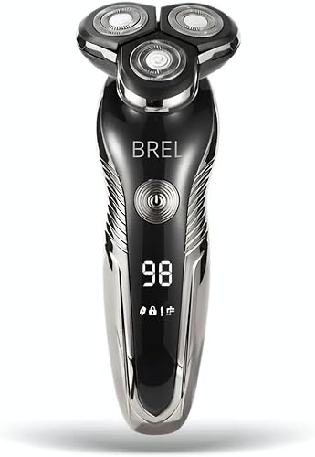 BREL Maquinilla de afeitar eléctrica para hombres, kit de aseo multifuncional 4 en 1 para barba, cabeza y cara, afeitadora giratoria impermeable con