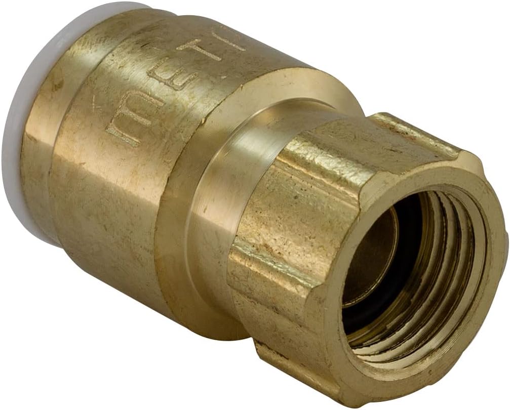 Quick Connect Female Brass Reducing Adapter – 3/8” OD Quick Connect x 1/4” Female Threaded Compression. Converts 1/4" COMP to 3/8” OD QC. Perfect for Water Filtration, RO System, Ice Maker (5 Pack)