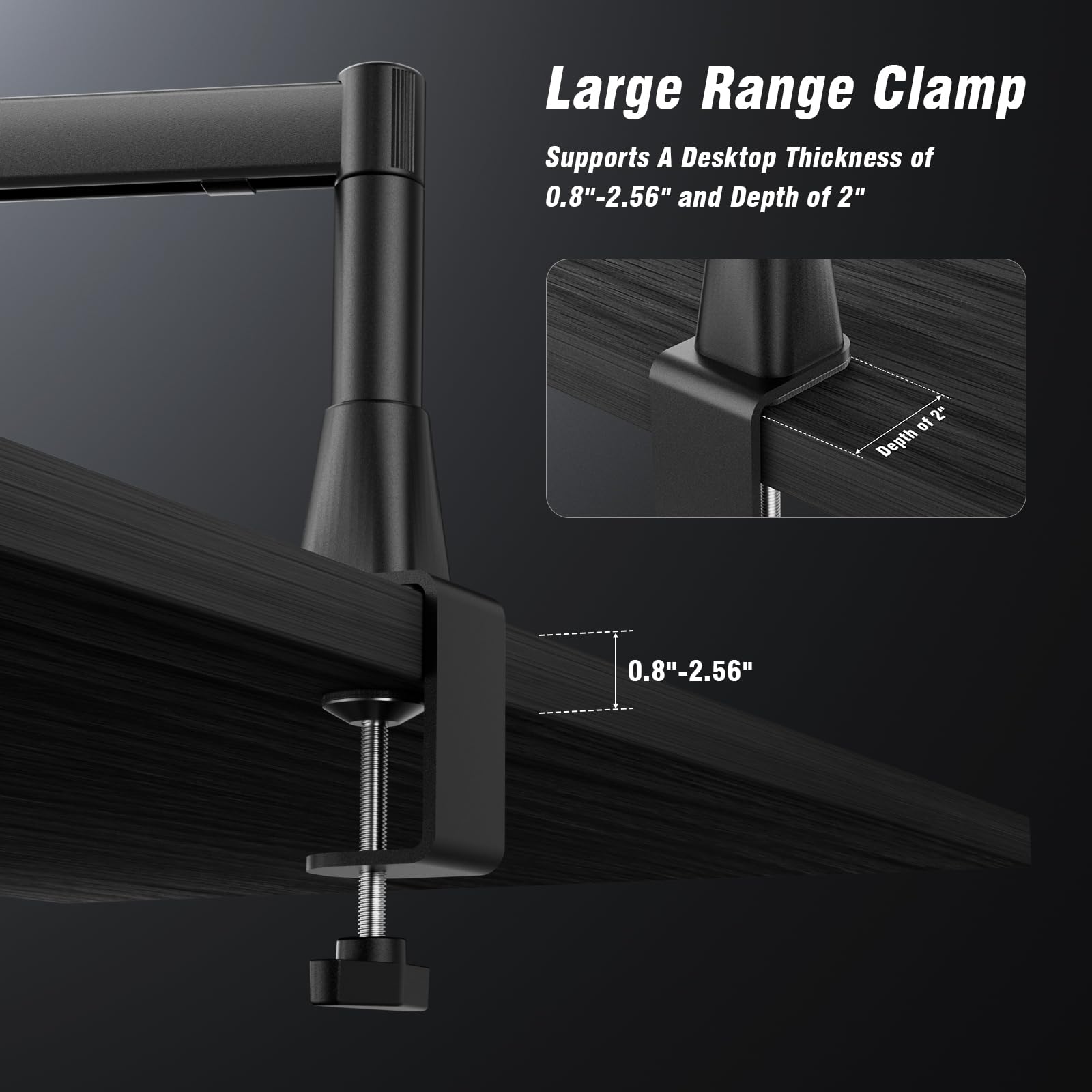 BASN Low Profile Mic Arm, Mikrofon-Galgenarm Ständer mit Tischklemme, drehbares und verstaubares Design, Kabelmanagementk, 3/8 Zoll auf 5/8 Zoll Gewindeadapter für Podcast, Gaming, Streaming