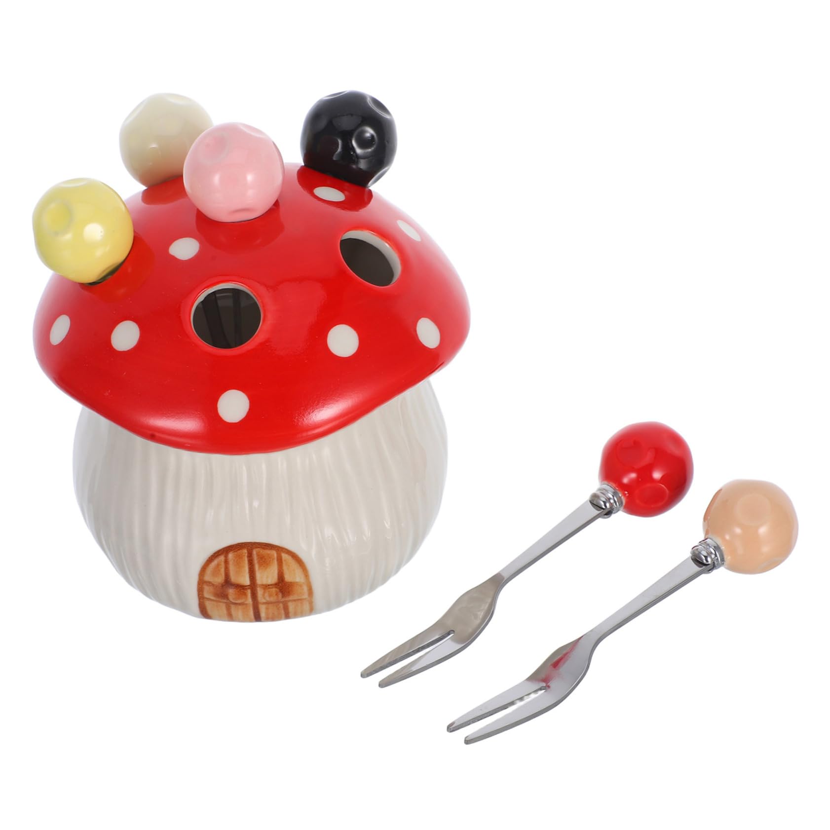 Pot à fourchettes en céramique de forme champignon support décor