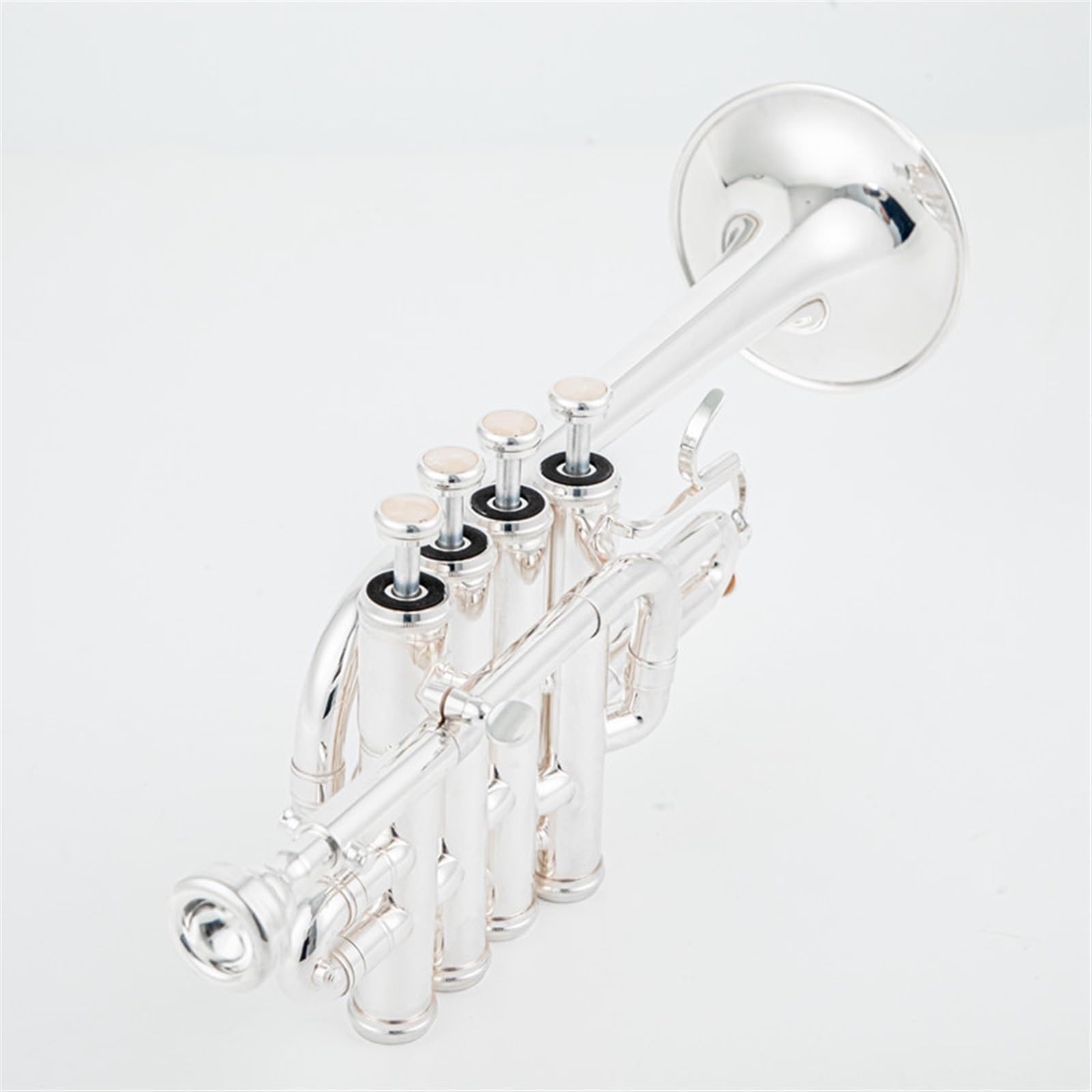 Studentische Blechblasinstrumente Professionelle Trompete B-Trompete Messing Gold Silber Lackoberfläche Trompete (Color : Silver)