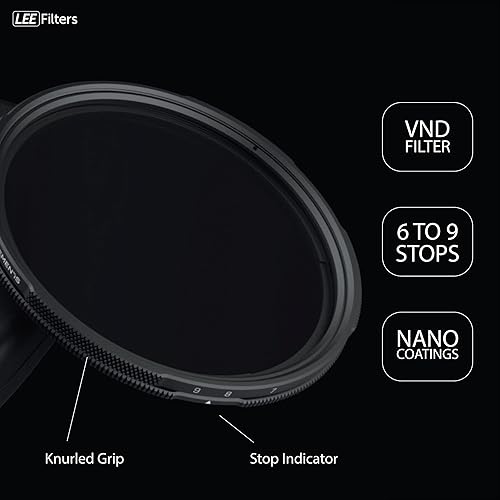 Miniatura 2 de LEE Elements - Filtro VND de 3.031 in, densidad neutra variable, con 6 a 9 paradas para cámaras sin espejo y DSLR