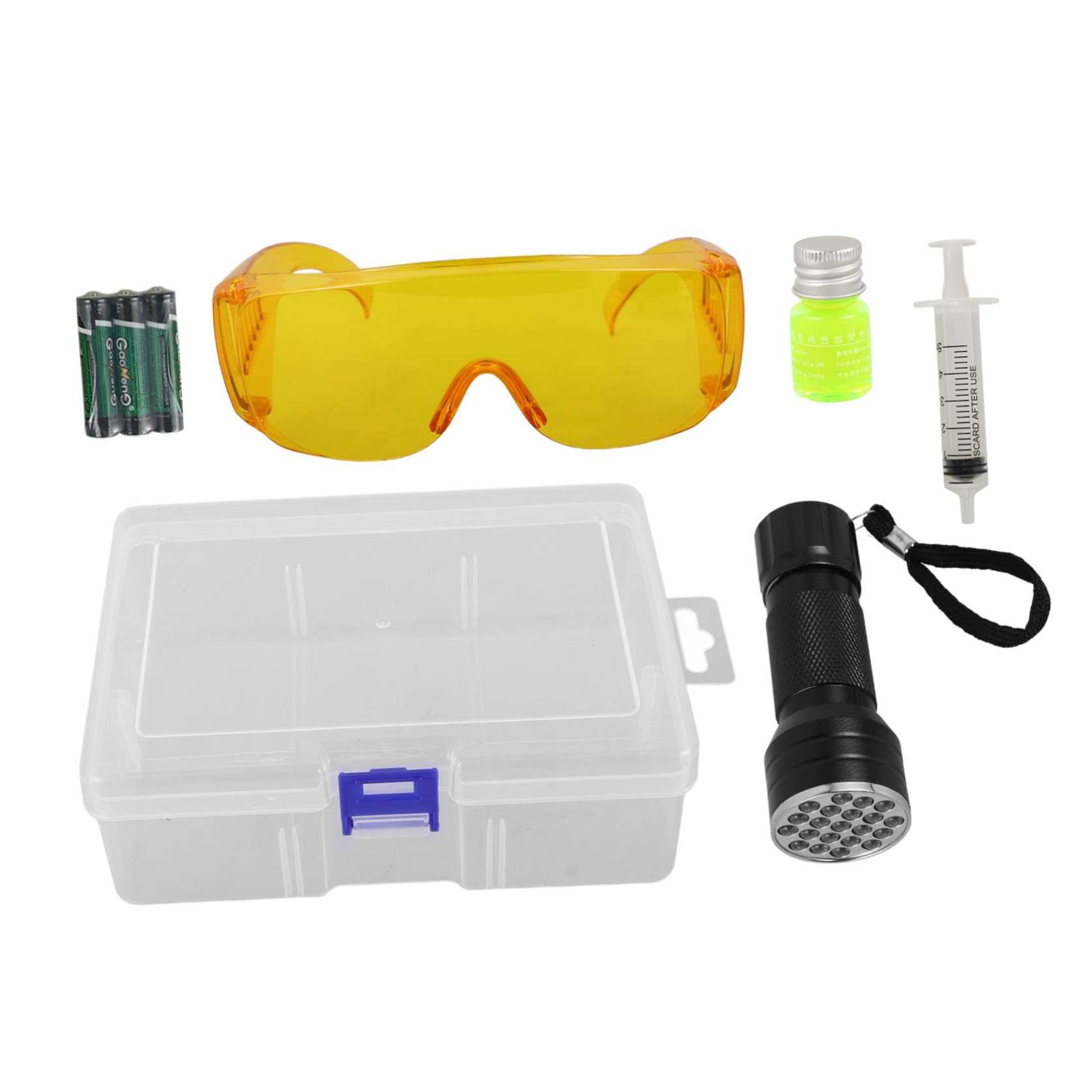 TOYANDONA Kit de Détection de Fuites et Lunettes de pour Climatisation Automobile Lampe Torche UV Plastique Solide Compatible pour Différents Modèles de Voiture