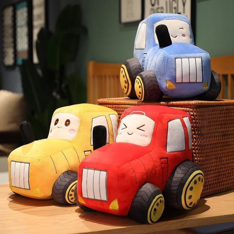 Image of Car Plush Toy Soft Stuffed Car Plush Pillow Toy CuteTractor Cartoon Throw Pillow Plushie Gifts for Kids Birthday Christmas Party (Tractor Yellow)