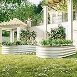 Homgoday Hochbeet aus Metal Verzinkte Pflanzer erhöhte Gartenbett-Kit, Gartenbetten für im Freien für Gemüse, Blumen und Kräuter, Heavy Duty, rostbeständig, einfache Montage, 2pcs 6x3x1ft Blumentopf W