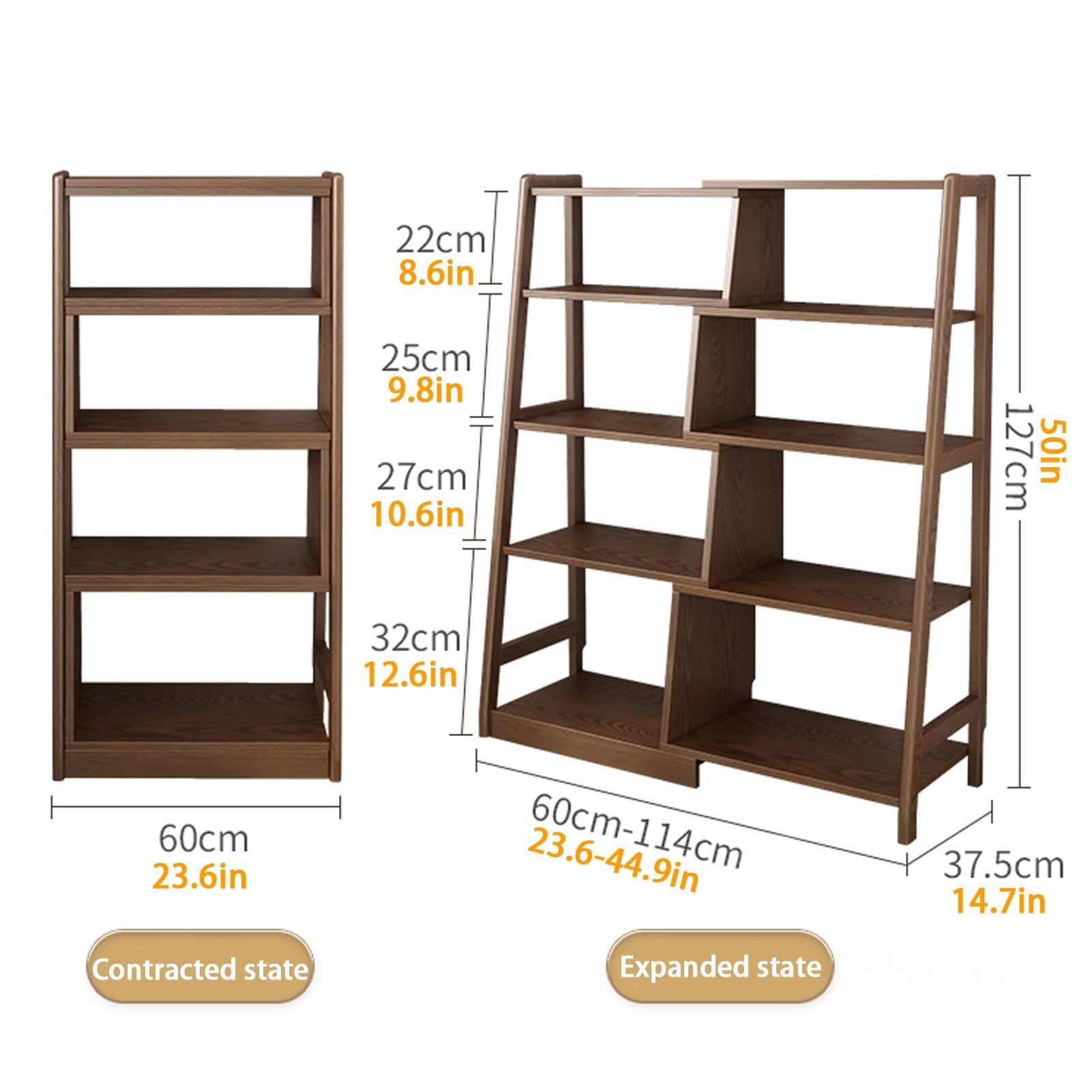 Libreria angolare espandibile a forma di L, libreria in legno con contenitore aperto, moderna libreria autoportante, per piccoli spazi o angoli (127 cm)