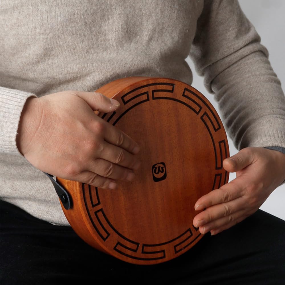 Btuty Tambor de madera Cajón Instrumento de percusión de tambor plano de 2 tonos con correa ajustable y bolsas de almacenamiento Tambor octogonal portátil para principiantes