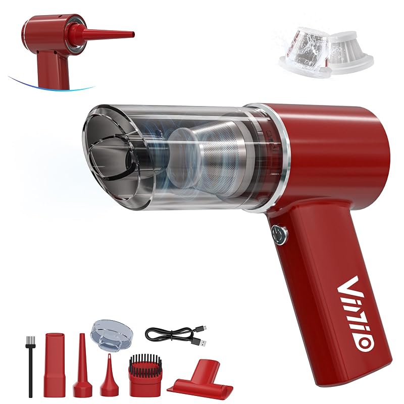 Aspirador de Pó Portátil Vinid A-USXCQ01A 80 W com Soprador, 2 Velocidades, Bateria 8000 mAh e Carregamento USB-C, Vermelho