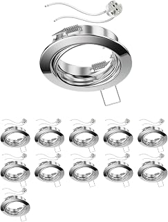 ledscom.de 12x Decken-Einbaurahmen FERE Einbaurahmen chrom schwenkbar (LED/Halogen/MR16/50mm) inkl. GU5.3 Fassung