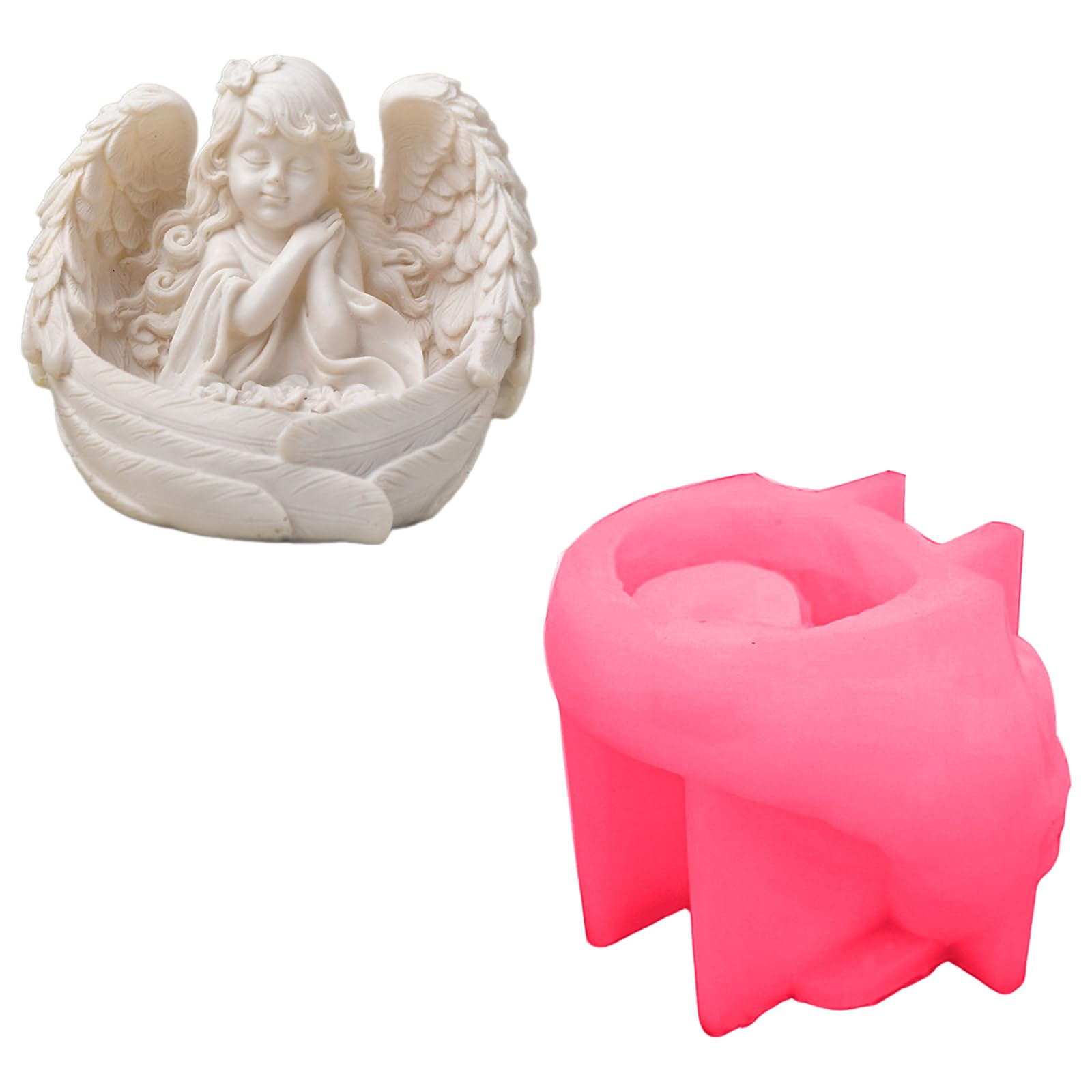 Tsophreniq Girl Wing Figurine Silicone Molds Holder Molds Epoxy Resin Silicone for Tealight Holder Plaster Decoration Home Decoration