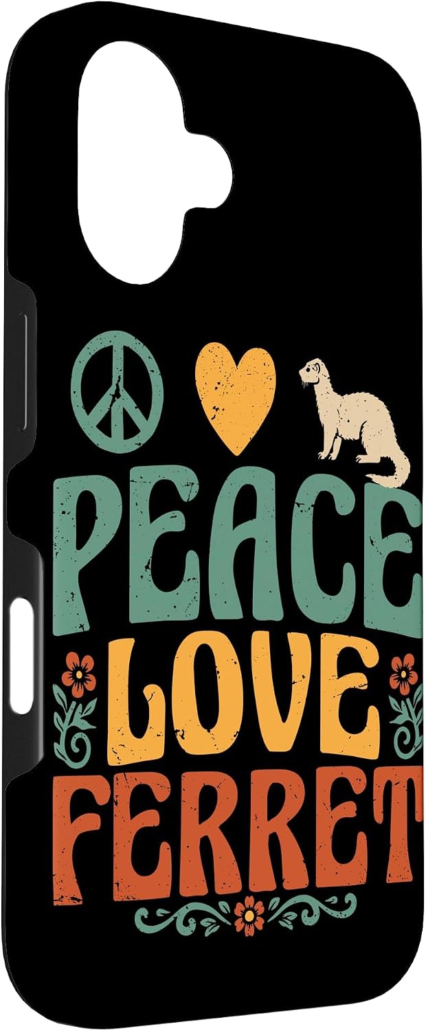 Peace Love Ferret Animal Lover Pet Ferrets Owner Case for iPhone 16 image 3