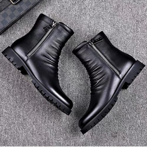 SywzX&xfybz Men's Cowhide Leather Boots Men Round Toe Chelsea Boots4