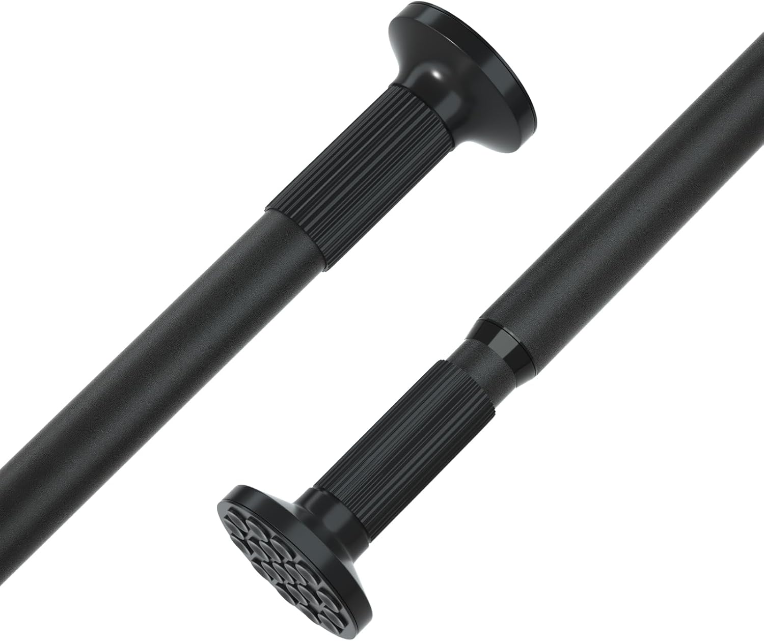 Tension Shower Curtain Rod 51-126 Inch, Long Shower Curtain Rod for Bathroom Window Patio, No-Drill Dual-End Adjustable Spring Shower Rod, Easy to Install Never Rust, Rod Diameter 1.26In, Black 51-126"