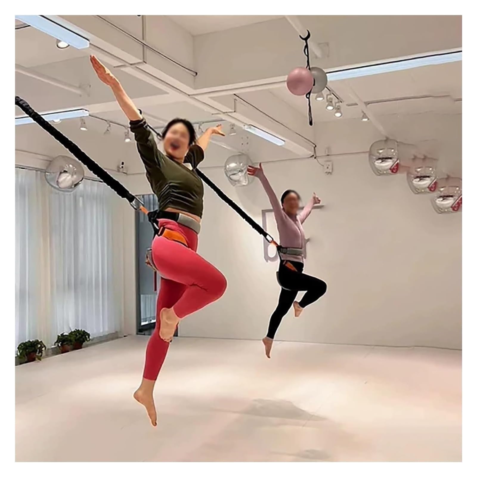 Bungee-Fitnessgeräte-Set mit Anti-Schwerkraft-Tanzseil-Deckenhalterung zur Verbesserung von Geschwindigkeit, Fitness und Beweglichkeit – Bungee-Seil-Trainingsgerät mit sämtlichem Zubehör (L-
