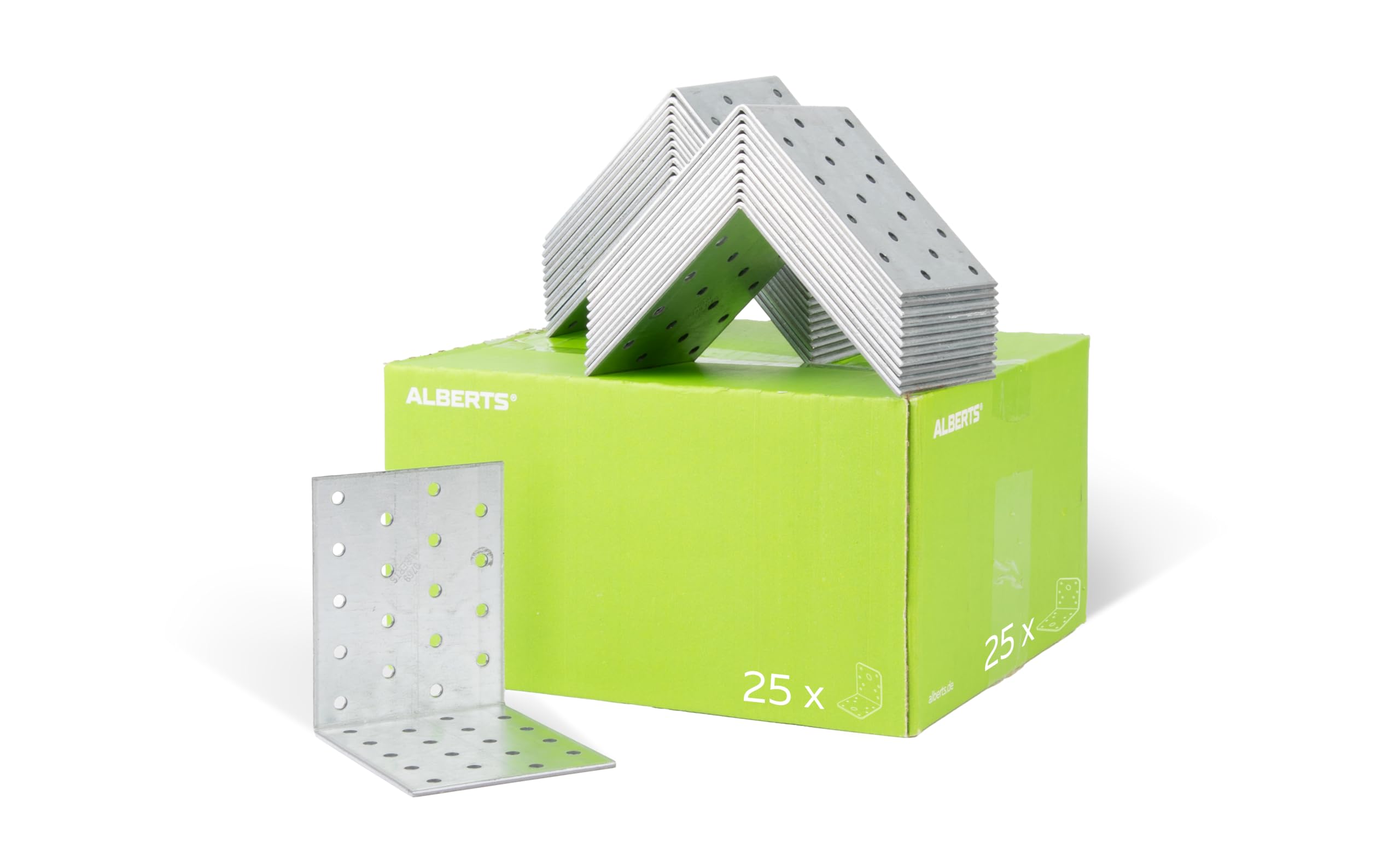 Alberts 847302 Lochplattenwinkel | sendzimirverzinkt | 100 x 100 x 80 mm | 25er Set