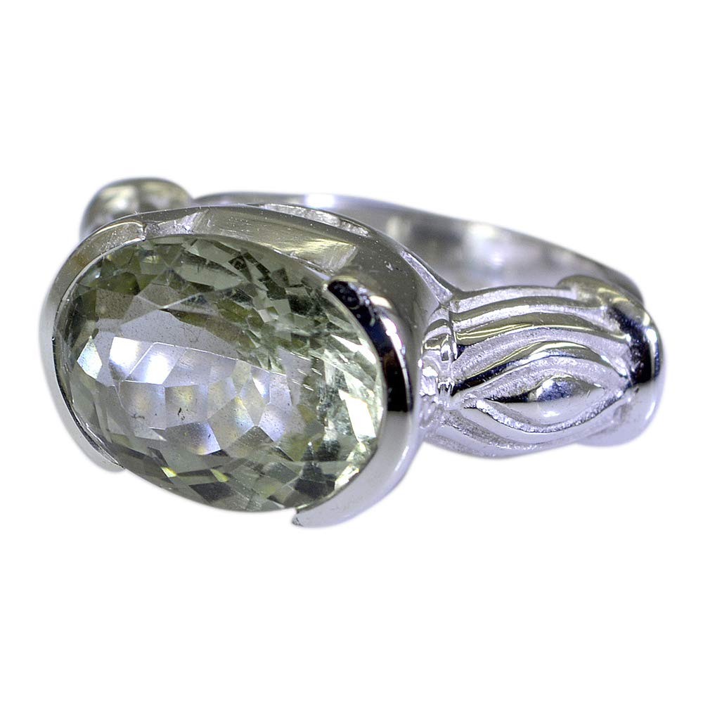 Bague améthyste verte naturelle et argent style de barre - 6