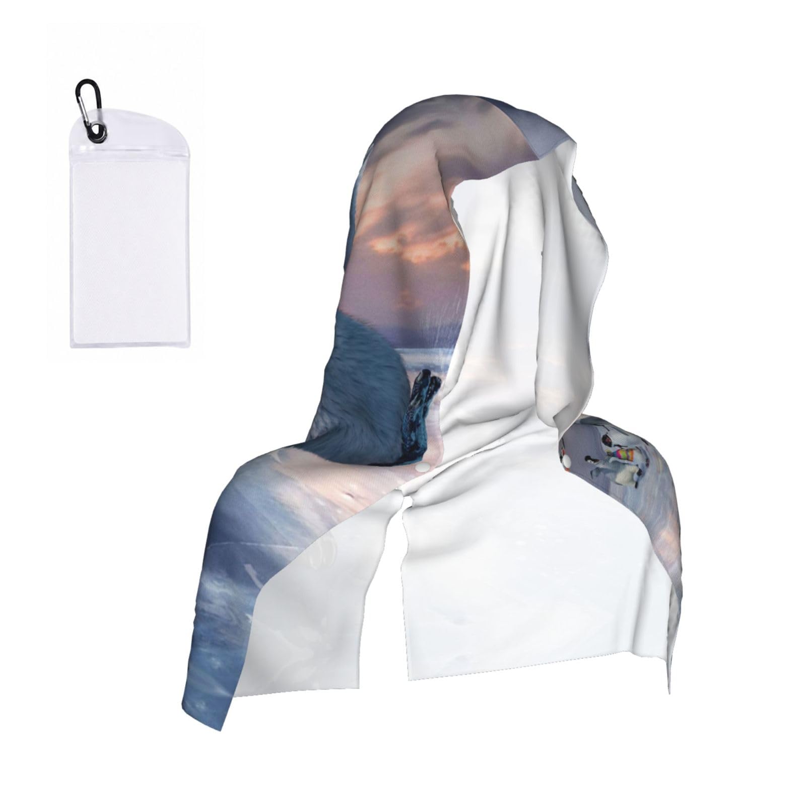 EZDLOWVBA Happy Penguin Print 2 Pack Cooling Hoodie Towels,Sports Headscarf, Neck Wrap Scarf,Breathable Cooling Towel For Neck And Face, Travel, Swimming, Training