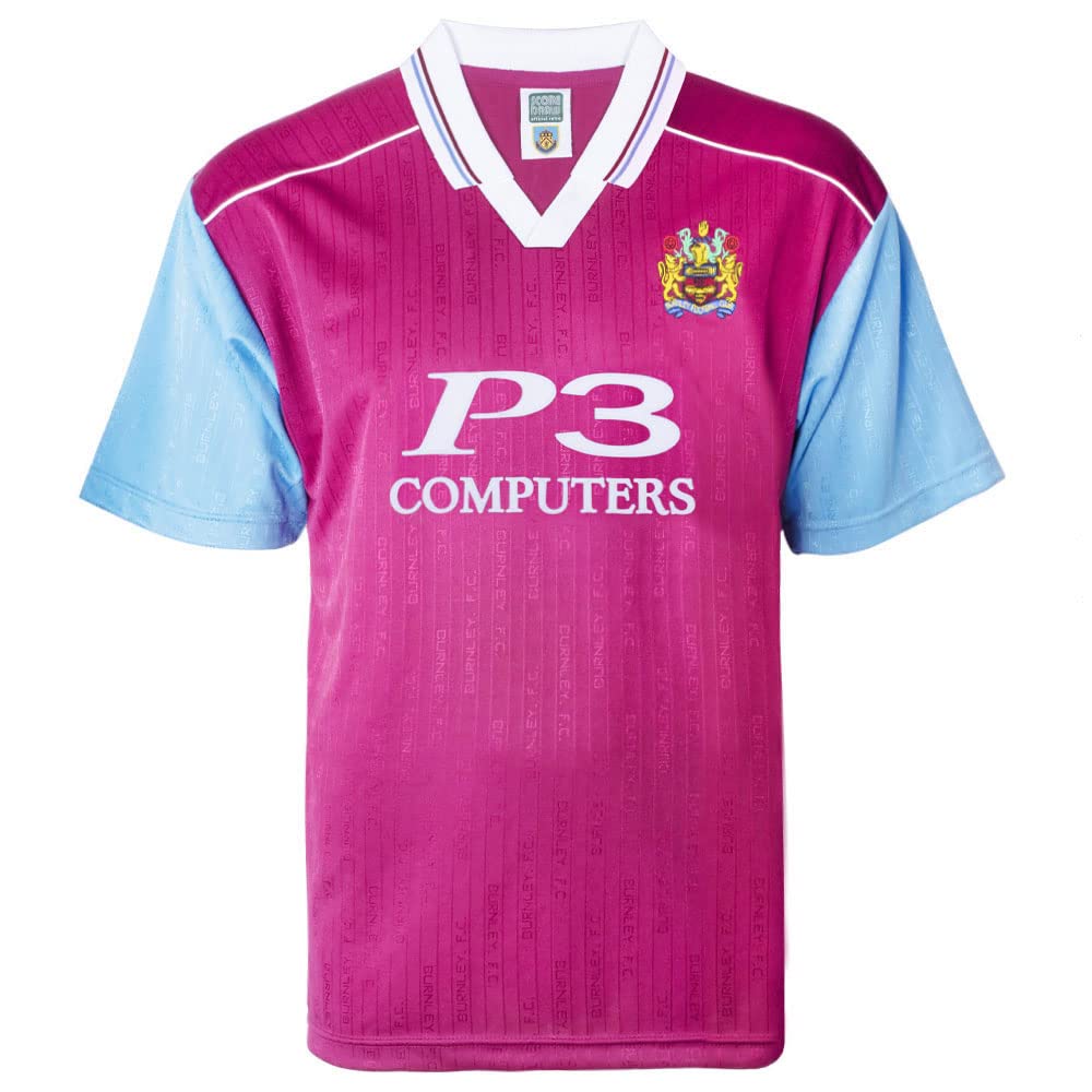 Score Draw Burnley 2000 Retro Football Shirt Claret/Sky Small Polyester